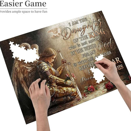 Christian Jigsaw Puzzles 500 Pieces for Adults, Warrior Woman with Bible Verses, Inspirational Religious Wooden Puzzle, Faith-Based Gift