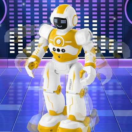 Robot Toys for Kids,Programmable Remote Control Smart Walking Dancing Robot Toy with Gesture & Sensing for Age 4 5 6 7 8 9 10 Year Old Boys for Birthday Present,Yellow