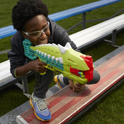 Nerf DinoSquad Armorstrike Dart Blaster, 8-Dart Drum, 16 Nerf Elite Darts, Anklyosaurus Dinosaur Design, Toys for 8 Year Old Boys and Girls and Up