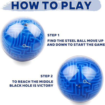Amaze 3D Memory Sequential Maze Ball Puzzle Toy Gifts for Kids Adults - Challenges Game Lover Tiny Balls Brain Teasers Game (Blue)
