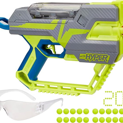 Nerf Hyper Fuel-20 Blaster, 20 Nerf Hyper Rounds, Up to 110 Fps Velocity, Hopper Fed, 20-Round Capacity, Easy Reload, Eyewear Included,Multicolor