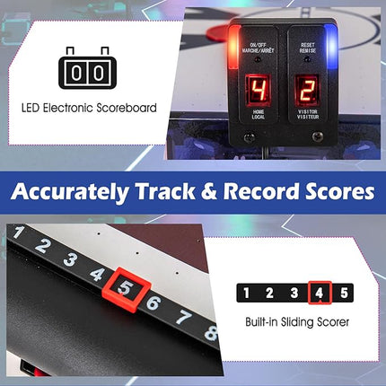 Giantex 54" Air Hockey Table - Arcade Hockey Table Gaming Set w/LED Electronic Scoring & Lights, 2 Pucks, 2 Pushers, Powerful 12V Motor, Air Hockey Game Table for Kids Adults, Game Room, Home, Office