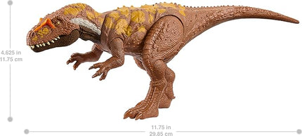 Mattel Jurassic World Wild Roar Dinosaur Toy with Sound & Attack Move, Megalosaurus Posable Action Figure Includes Digital Play, 11 inches Long