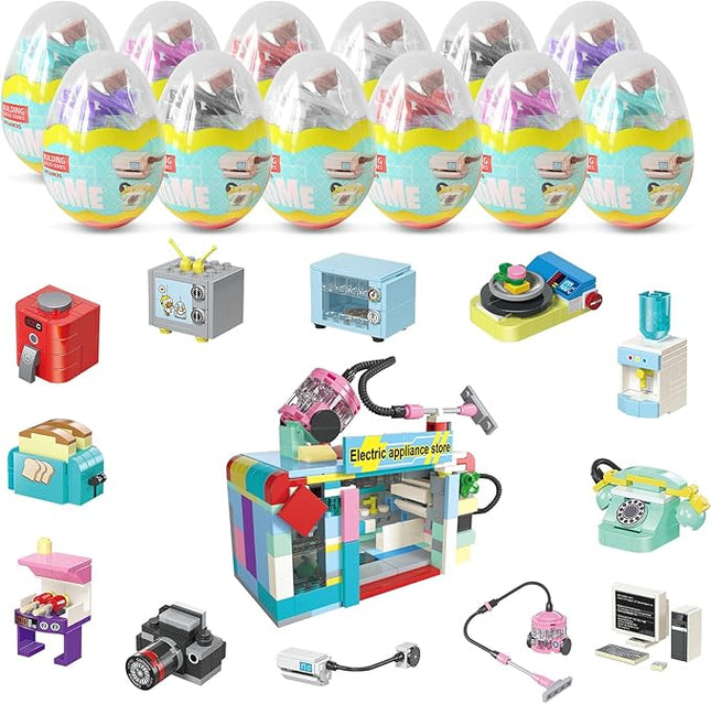 Building Toys for Girls Gift, Mini Building Blocks Appliances for Kids, STEM Building Blocks Party Favors Prizes for Birthday Christmas Easter - 12 Pack