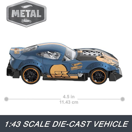 Hot Wheels Pull-Back Speeders Set of 2 Toy Cars in 1:43 Scale, Pull Cars Backward & Release, High-Performance, Collectible, with Rolomatic Engine or Door or Hood That Opens (Amazon Exclusive)