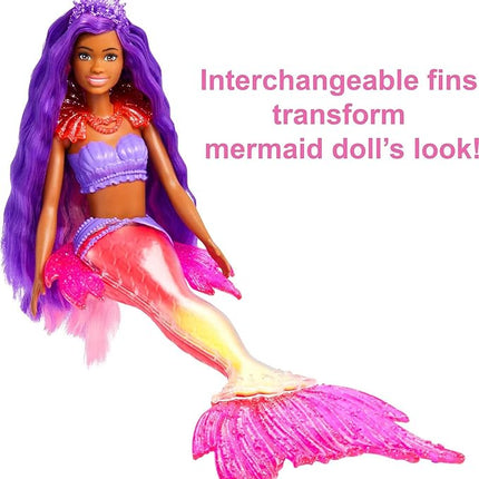 Barbie Mermaid Power Doll Set, Barbie "Brooklyn" Fashion Doll with Phoenix Pet & Accessories, Mermaid Toy with Interchangeable Fins