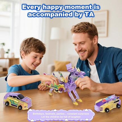 2-in-1 Collision Transformation Dinosaur Car Toy |Magnetic Cars Convertible Robot Toys|DinosaurToys for Kids 3-12 Ideal Christmas Birthday Gift for Boys and Girls (Yellow)