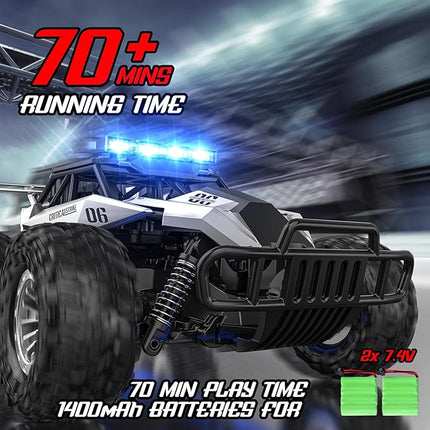 BLUEJAY Remote Control Car, 2.4GHz High Speed 33KM/H RC Cars Toys, 1:12 Monster RC Truck Off Road with LED Headlight and Rechargeable Battery Gifts for Adults Boys 8-12