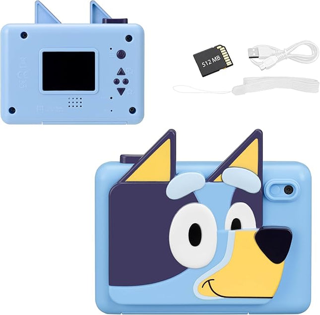 ekids Bluey Kids Camera with SD Card, Digital Camera for Kids with Video Recording, Built-in Digital Stickers, Bluey Toys Make Great Stocking Stuffers for Kids