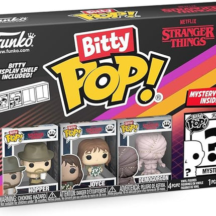 Funko Pop Bitty: Stranger Things - Hopper, Joyce, Demogorgon - (Closed Face), and Mystery Chase Figure - (Style May Vary) and A Surprise Mystery Mini Figure - 0.9 Inch (2.2 Cm) Collectable