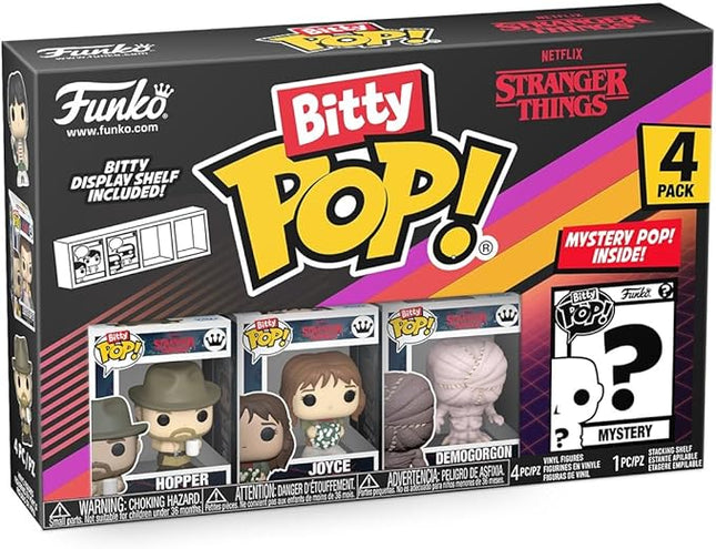 Funko Pop Bitty: Stranger Things - Hopper, Joyce, Demogorgon - (Closed Face), and Mystery Chase Figure - (Style May Vary) and A Surprise Mystery Mini Figure - 0.9 Inch (2.2 Cm) Collectable