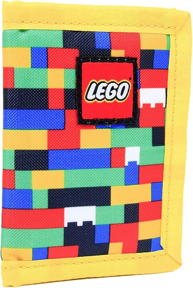 LEGO Trifold Wallet, Kids Unisex Wallet for Boys and Girls, with Clear ID Window, Card and Cash Pockets and Secure Hook and Loop Closure, Brick Wall