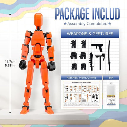 [Assembly Complete] Dummy 13 Action Figures with Magnetic Suction Function, Lucky Titan 13 Action Figures, Multi-Jointed Movable，with 3 Hand-Shapes, 5 Weapons (8Pcs)
