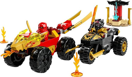 LEGO NINJAGO Kai and Ras’ Car and Bike Battle 71789 Beginner Building Toy Set, Features a Ninja Car Toy and Bike Plus 2 Minifigures, Birthday Gift for Toddlers and Kids Who are Little Ninja Fans