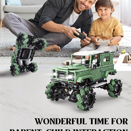 Off-Road Car Building Kits with Remote Control for Adults,Technic Pickup Truck Building Blocks Toys,STEM Engineering Gift for Mens,Boys,Kids-1670PCS(Military Green)