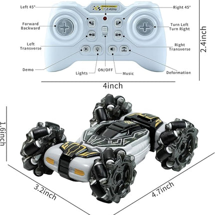 GRANTLEY Gesture Sensing RC Stunt Car - 4WD 2.4GHz Remote&Hand Control Gesture Sensing Car, Double Sided 360° Rotating Off Road Twist Cars with Lights & Music,Gift for Boys Girls