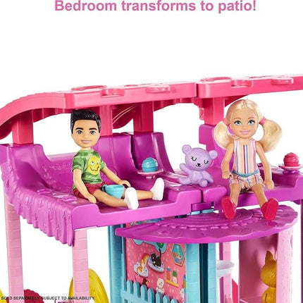 Barbie Dollhouse, Chelsea Playhouse Set with Transforming Areas & 20+ Pieces, Includes 2 Pets, Pool, Furniture & Accessories