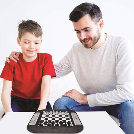 Lexibook Chessman® FX, Electronic Chess Game with Tactile Keyboard and Light and Sound Effects, 32 Pieces, 64 Levels of Difficulty, Family Board Game, Black/Grey, CG1335