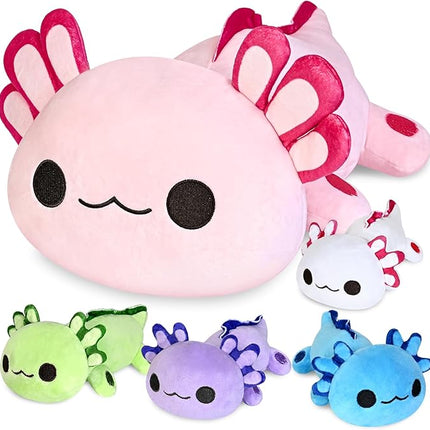 KMUYSL Axolotl Plush Toys for Ages 0 1 2 3 4 5 6 7 8+ Year Old- Axolotl Mommy Stuffed Animal with 4 Baby Axolotls in Her Tummy, Plush Toys Set, Christmas Birthday Gifts for Baby, Toddler, Kids