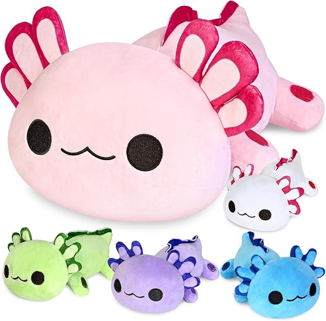 KMUYSL Axolotl Plush Toys for Ages 0 1 2 3 4 5 6 7 8+ Year Old- Axolotl Mommy Stuffed Animal with 4 Baby Axolotls in Her Tummy, Plush Toys Set, Christmas Birthday Gifts for Baby, Toddler, Kids