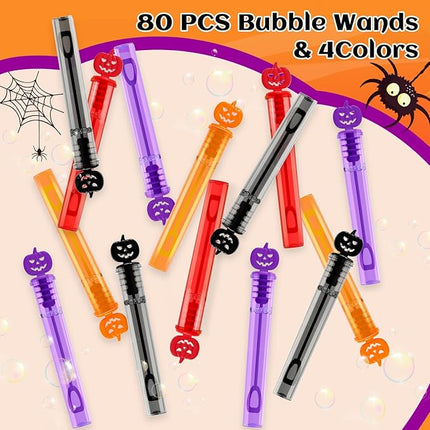 Letapapa 80 PCS Bubble Wands, Halloween Party Favors for Kids, Halloween Kids Goodie Bag Stuffers, Great Halloween Treats Toys, Girls Boys Classroom Prizes (4 Colors)
