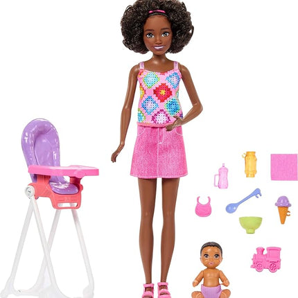 Barbie Skipper Babysitters, Inc. Playset with Brunette Doll, Brunette Toddler Doll, High Chair & 8 Accessories Including Food 2