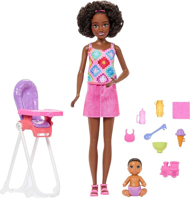 Barbie Skipper Babysitters, Inc. Playset with Brunette Doll, Brunette Toddler Doll, High Chair & 8 Accessories Including Food 2
