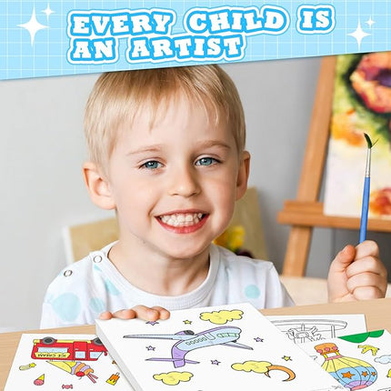 Paint with Water Coloring Books for Toddlers, Traffic Theme Mess Free Watercolor Painting Papers for Kids Water Color Paint Kit Art Craft Birthday Gift for Ages 1-3, 4-8