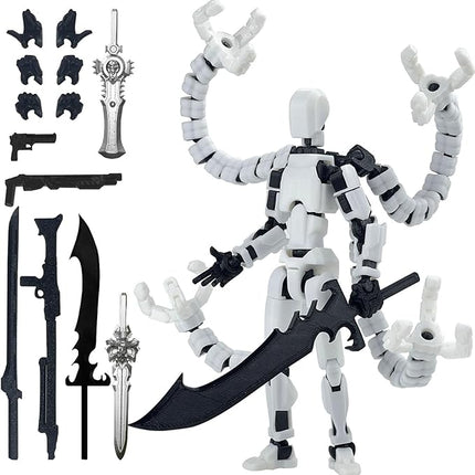 Already Assembled T13 Action Figure Accessories,T13 Multi-Jointed Movable,for Collectors Desktop Decorations t-13 Movability 3D Printed Toys (White, 5.5inch)