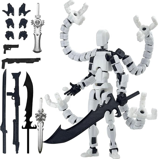 Already Assembled T13 Action Figure Accessories,T13 Multi-Jointed Movable,for Collectors Desktop Decorations t-13 Movability 3D Printed Toys (White, 5.5inch)