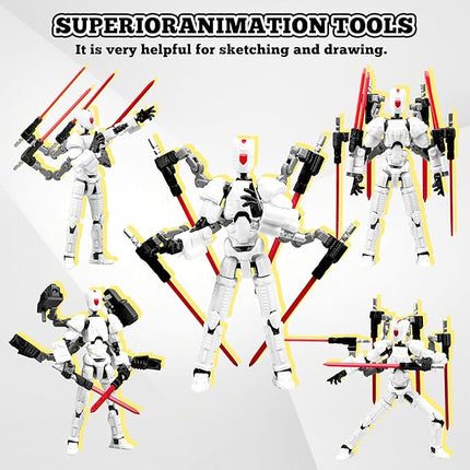 Assembly Completed T13 Action Figure，T13 mision 13 figuras originales 3D Printed Toys Nova 13 Action Figures Desktop Decorations for Game Lovers Toy (White, 5.5 Inch)