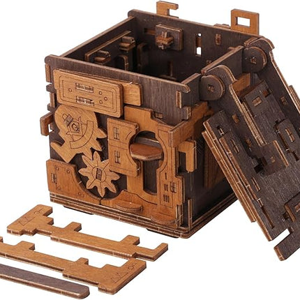 WOODEN.CITY Escape Room Puzzle Box – 3D Wooden Puzzle Box for Adults & Teens, Brain Teaser Puzzle Box Secret Lock Box with Cluebox Mechanism – Mechanical Wood Puzzle Box Kit, Unique Puzzle Boxes Gift