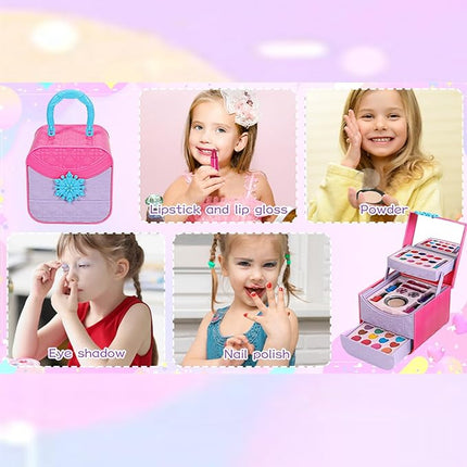 Makeup for Kids, Toddler Makeup Barbie Toys, Birthday Christmas Day Gift for Kids Fake Makeup Non Toxic Makeup for Little Girl,Makeup Toys for 3 4 5 6 7 8 9 10Year Old Girls Toys