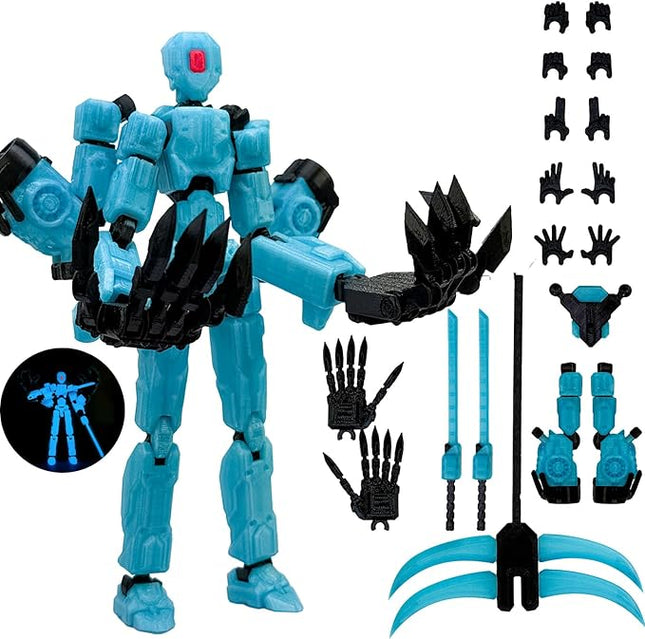 8Inch T13 Action Figure Assembly Completed, T13 Multi-Jointed Movable Robot Action Figure Set,Collectors Desktop Decorations for Game Lovers Toys (Luminous Blue)