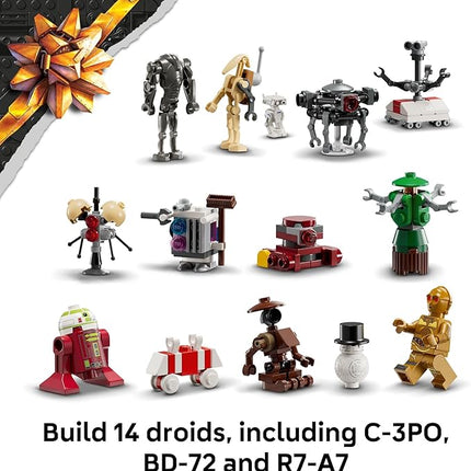 LEGO Star Wars Advent Calendar 2025 Kids Toy - Holiday Countdown Playset with 24 Toys for Boys & Girls, Ages 6+ - Includes C-3PO & BB-8 Minifigures - Star Wars Gift Idea for Christmas - 75418