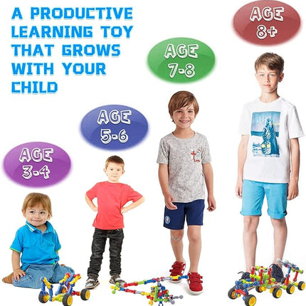 Kids Building Kit STEM Toys, 110 Pcs Educational Construction Engineering Building Blocks DIY Learning Set for Ages 3-10 Year Old Boys Girls, Best Gift for Children Creative Games Fun Play