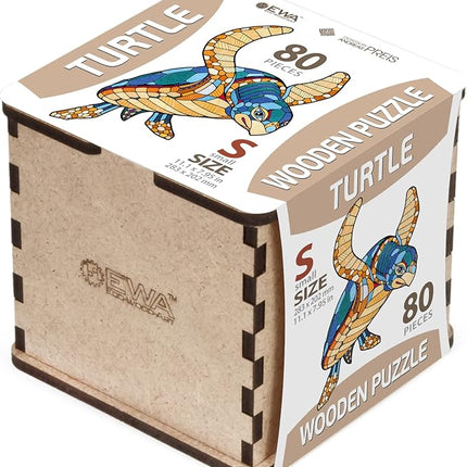 EWA Home Décor – Turtle Small 80 Pieces – Wooden Jigsaw Puzzle for Adults – Perfect for Artistic Home Decoration and Mindful Relaxation