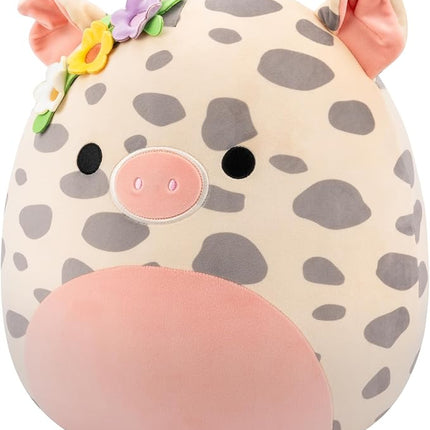 Squishmallows Original 16in Rosie The Spotted Pig with Flower Pin – Official Jazwares Plush (Large)