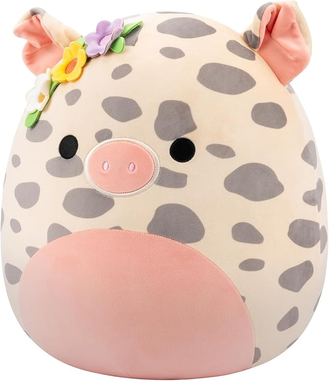 Squishmallows Original 16in Rosie The Spotted Pig with Flower Pin – Official Jazwares Plush (Large)