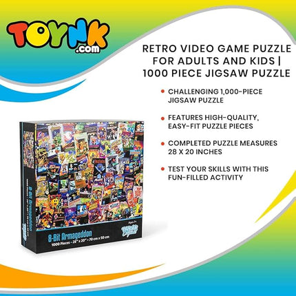 8-Bit Armageddon Retro Video Game Puzzle for Adults and Kids | 1000 Piece Jigsaw Puzzle Toy | Interactive Brain Teaser for Family Game Night | 28 x 20 Inches