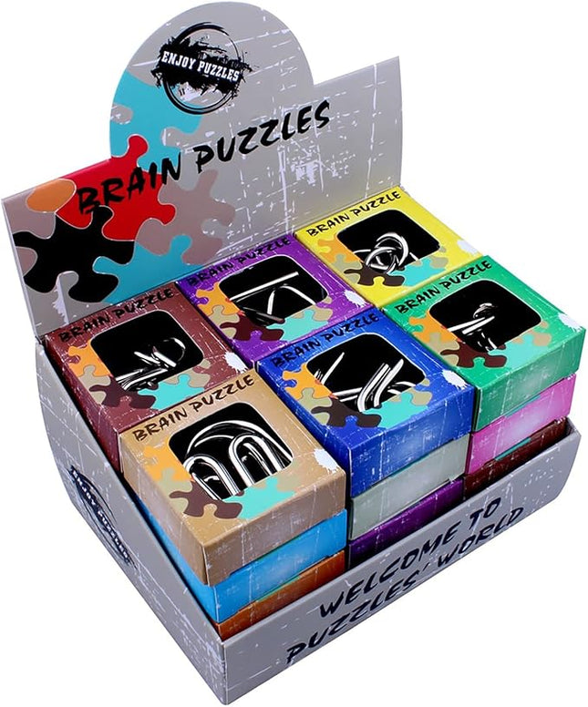 AHYUAN 24 Pack Metal Puzzles Brain Teaser IQ Wire Metal Puzzles with Paper Box Gift Package Fidget Toys Educational Puzzle Games Toys Magic Trick Toy Party Favors for Kids Adults Challenge
