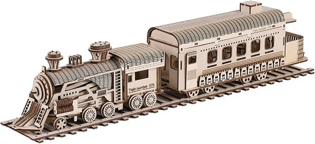3D Wooden Puzzles for Adults, 242 PCS 3D Puzzles for Adults- Brain Teaser Wooden Puzzles for Father/Son, Gifts for Fathe/Son, Decompression 3D Puzzle Wood Models Kits (2.Locomotive Train)