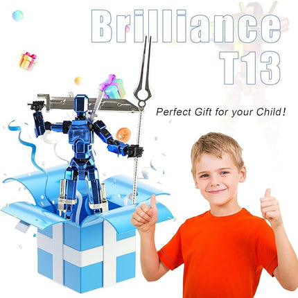 Assembly Completed T13 3D Printed Action Figures,Dummy 13 Robot 13 Movable N13 Action Figure, Lucky 13 Gift for Collectors Desktop Decorations for Game Lovers Toy(Metallic Blue)