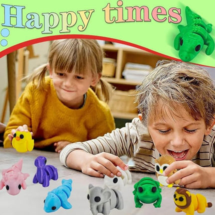 11 pcs Animal Figurines, 3D Printed Animal Figurines Set, Articulated, Party Favors, Pocket Fidget Toys Bulk, Goodie Bag Stuffers, Gifts for Boys Girls Toddlers, Office Desk Pets, Classroom rewards