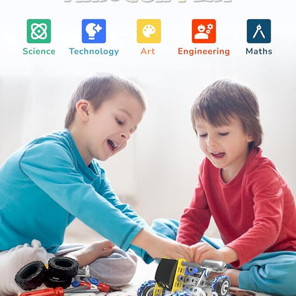 STEM Toys for 5 6 7 8+ Year Old Boy, 10 in 1 Electric Building Toys for Kids Ages 4-8 5-7 6-8, Educational Racing Construction Science Kit for Boys 4-6 8-10, Creative Activities Holiday Birthday Gift