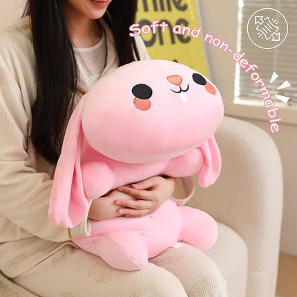 SQEQE Weighted Bunny Plush, Weighted Bunny Stuffed Animal, Cute Plushies Soft Pink Pillow Toy Gift for Kids Adults 9.8 Inch, 0.8 Lbs