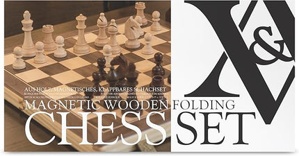 A&A 15" Magnetic Wooden Chess Set, Handmade 3" King Height Knight Staunton Chess Pieces with 2 Extra Queen, Folding Portable Travel Game Set
