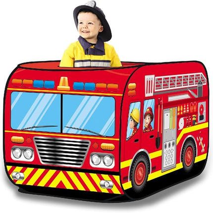 Pop Up Play Tent for Kids - My First Foldable Indoor & Outdoor Playhouse Vehicle Toys for Toddlers, Boys and Girls (Fire Truck)