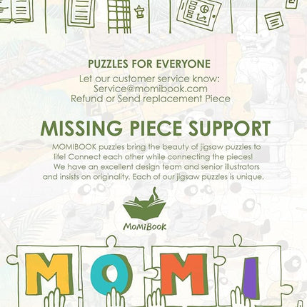 MOMIBOOK Puzzles for Adults 1000 Pieces Jigsaw Puzzles of Panda Shaolin Temple, Painting Image Chinese Difficult Challenging Hard Impossible Puzzle Unique Funny Party Christmas Birthday Gifts