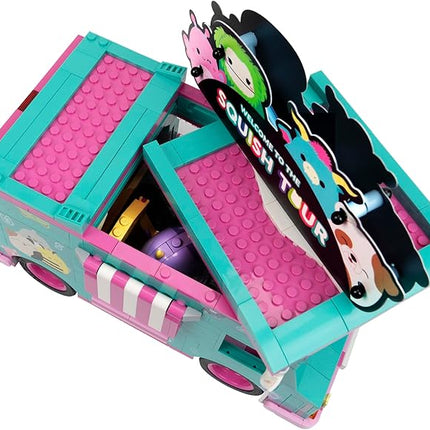 BLDR Squishmallows Squish Tour Van Building Set - Cam The Cat, Bubba The Cow, & Brina The Bigfoot Buildable Figures - Squishmallows Fans 8+, 0098